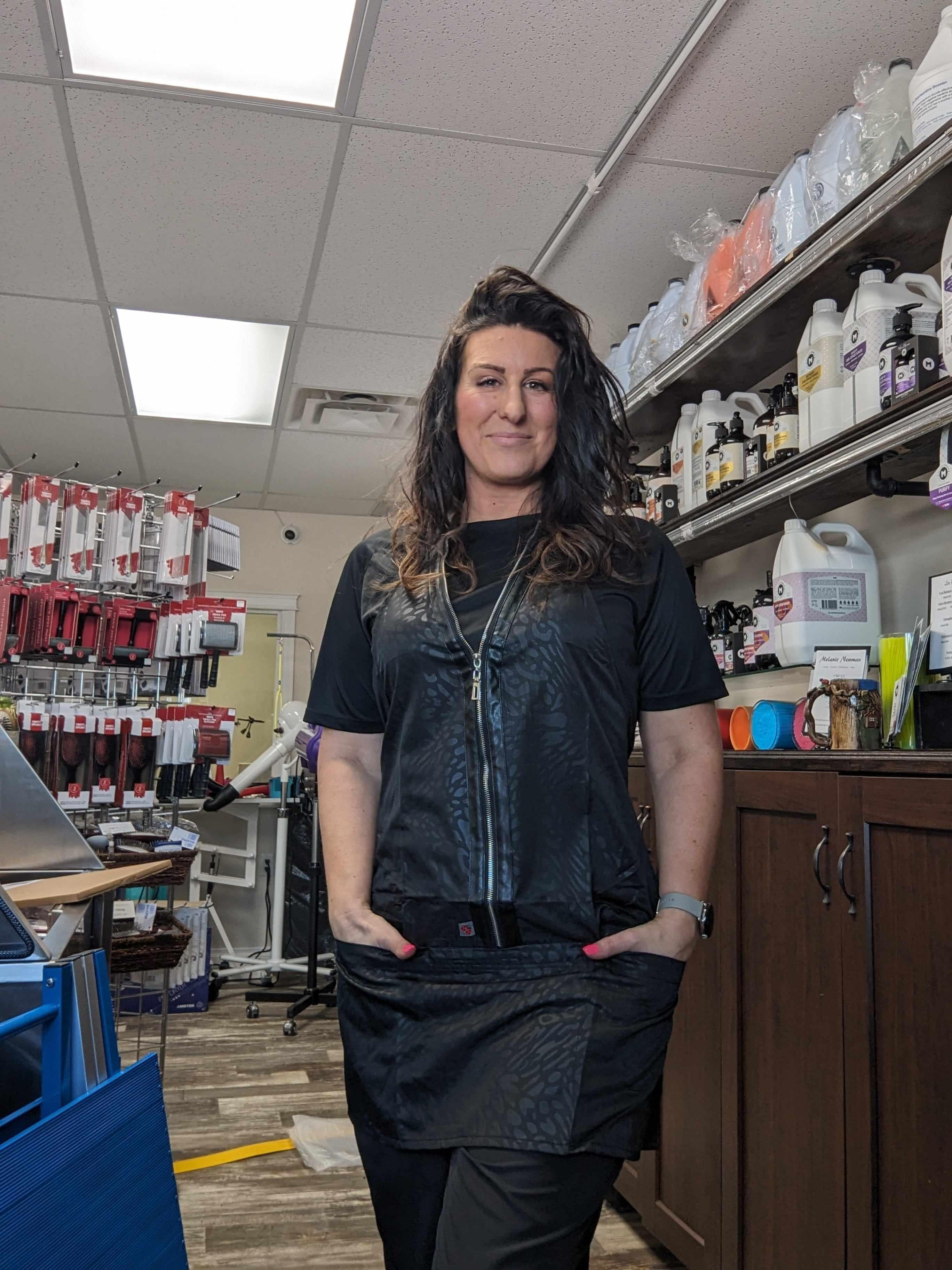 Ladybird Black Leopard apron