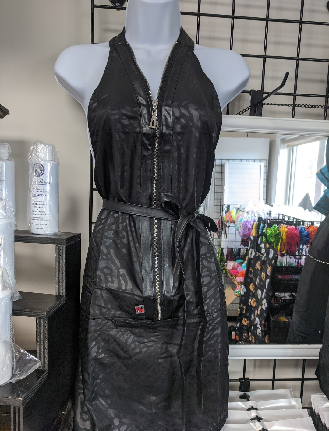 Ladybird Black Leopard apron