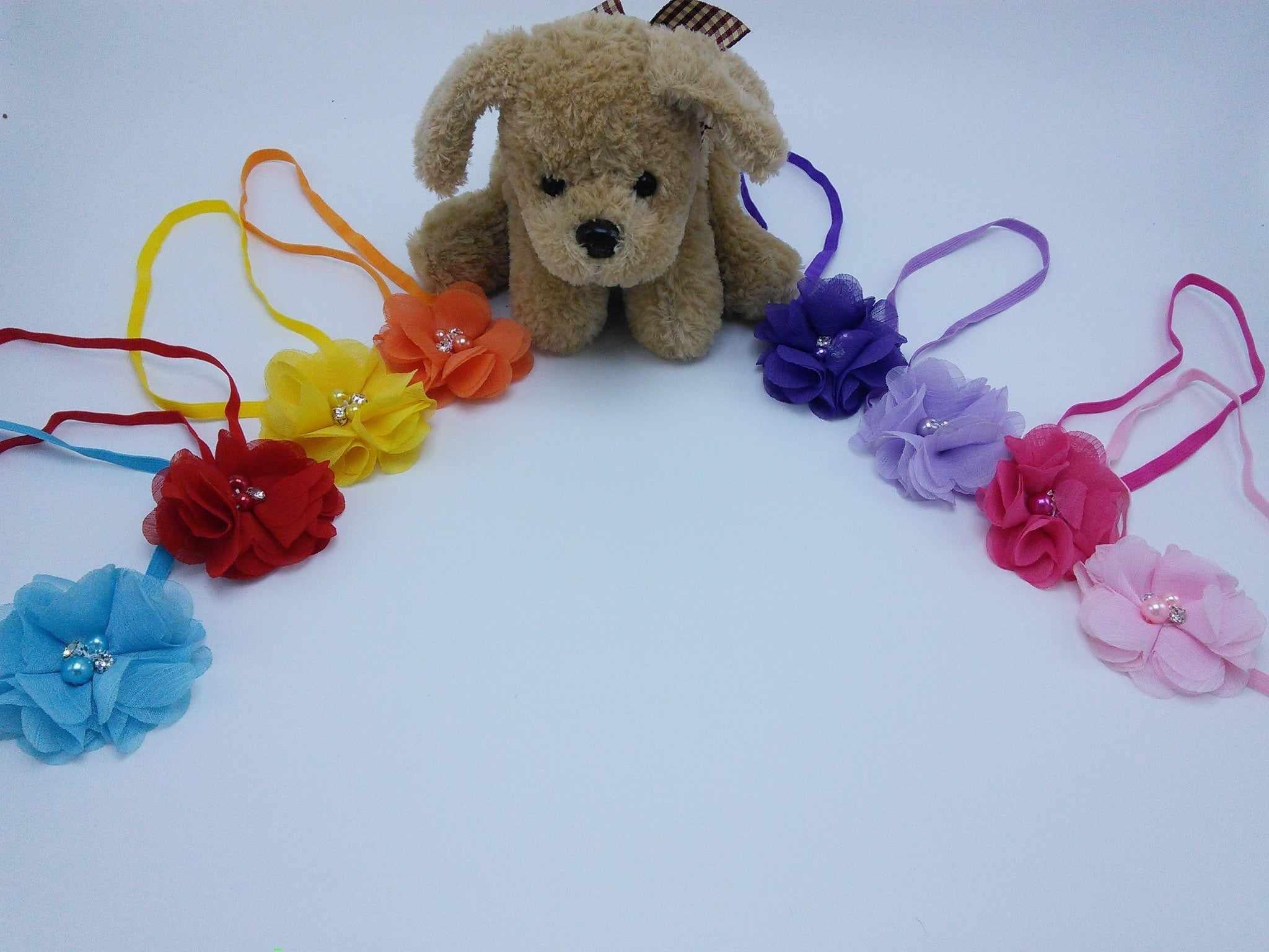 Fluttery Chiffon flower with stones & pearls