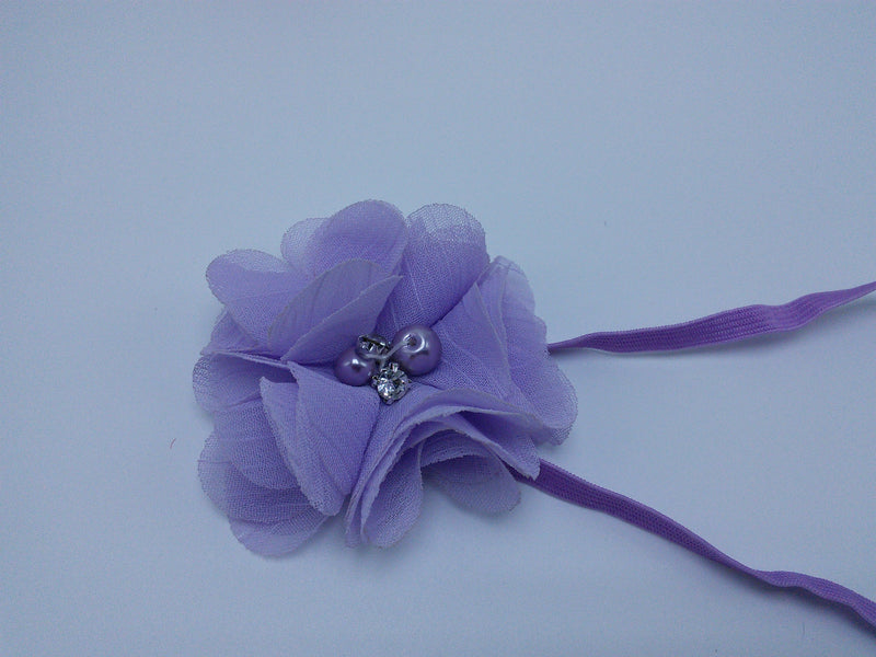 Fluttery Chiffon flower with stones & pearls