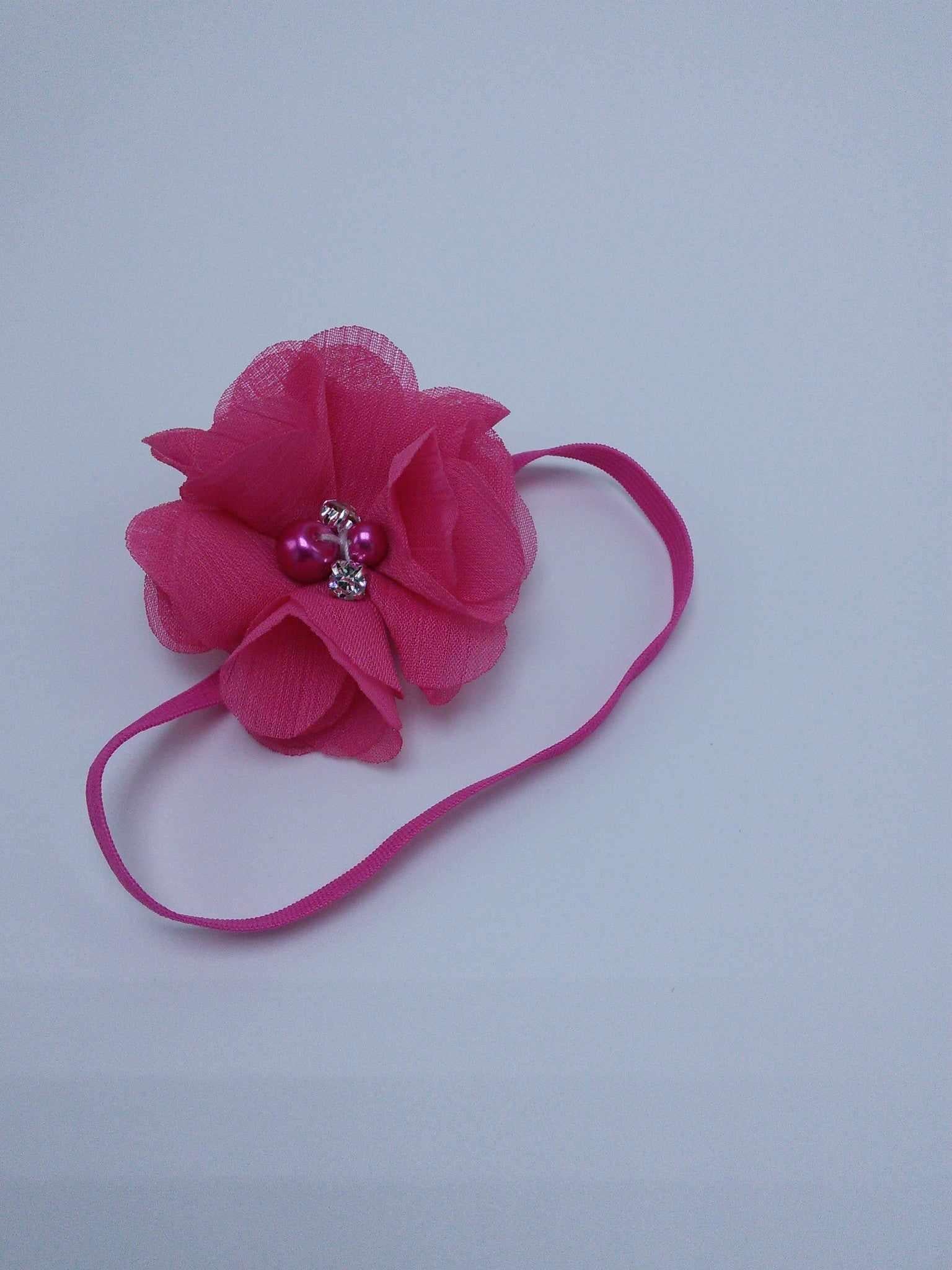 Fluttery Chiffon flower with stones & pearls