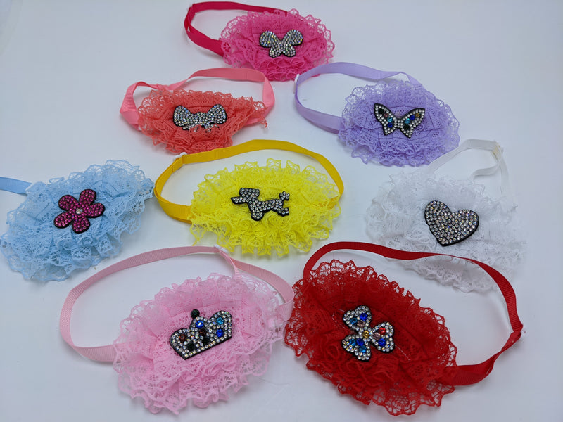 Glitter & lace oval collars