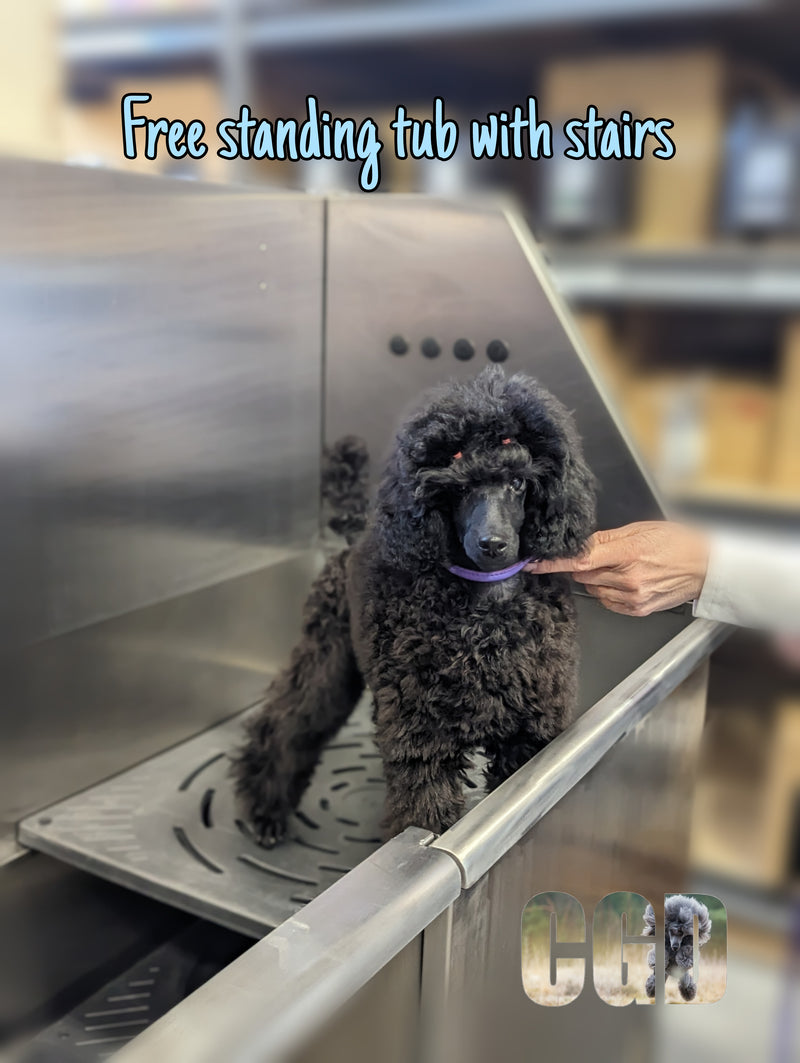 Stainless Tub with door, stairs, puppy platform.